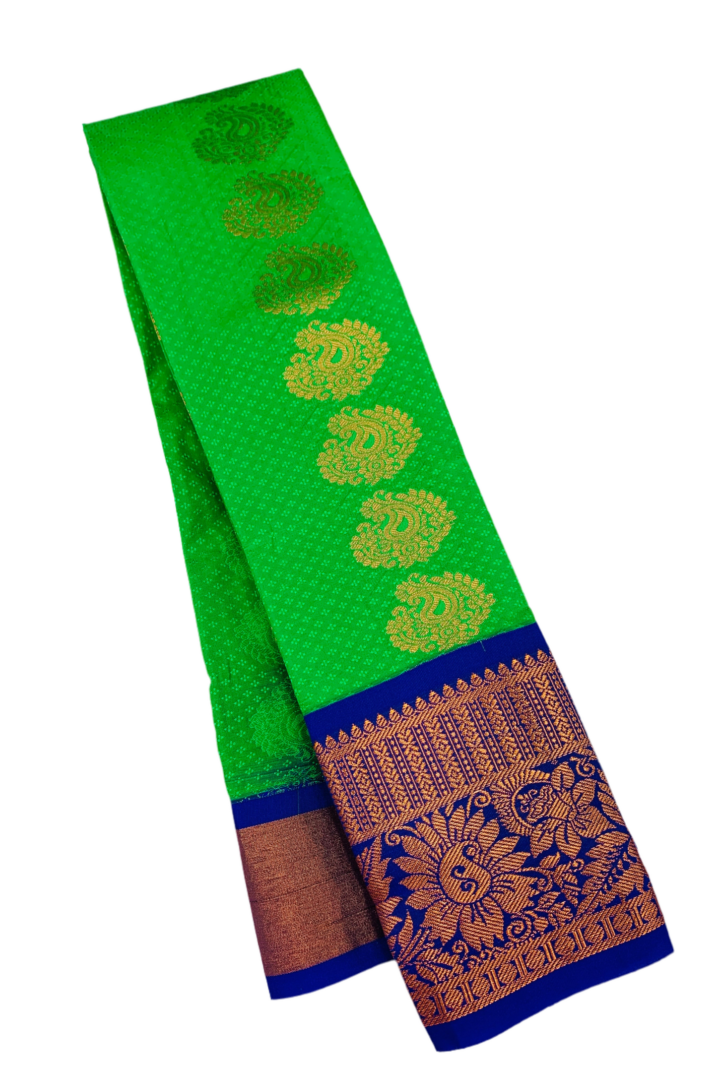 Vegan Silk Saree Light Green shade with Blue Border