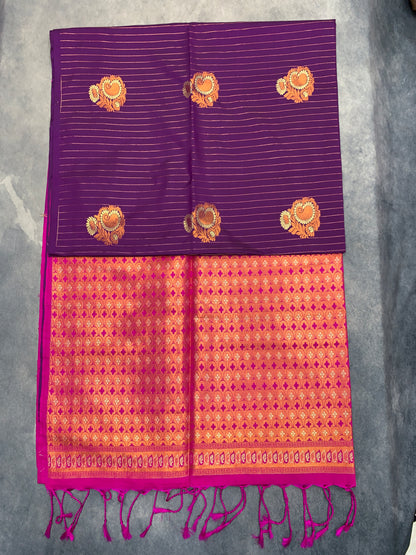 Art Silk Saree Magenta Colour with Borderless