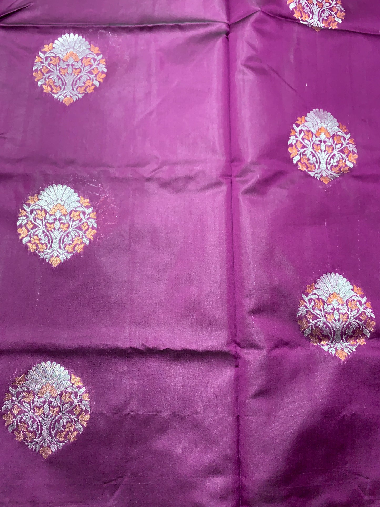 Paper Silk Saree Magenta Colour with Borderless