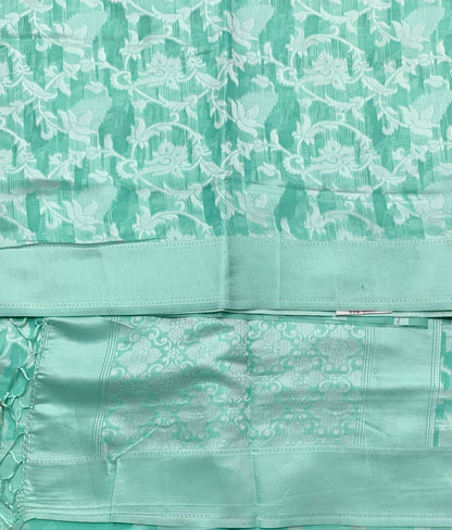 Banaras Katan Saree Sapphire Colour with Katan Work Border