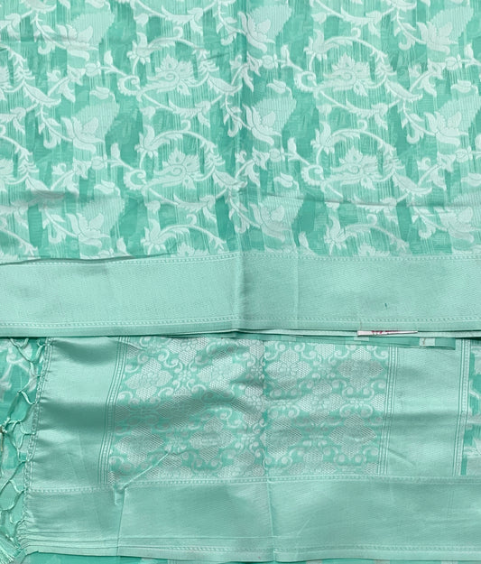 Banaras Katan Saree Sapphire Colour with Katan Work Border
