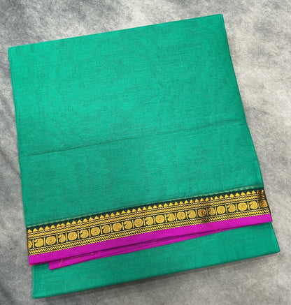 Chettinad Cotton Saree Sapphire Colour with Purple Colour with Thread Work Border