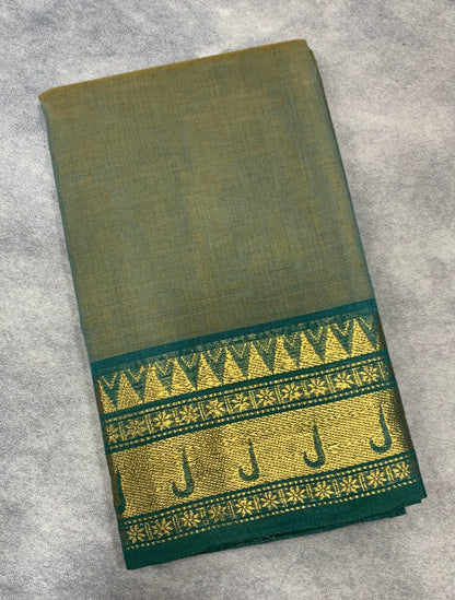 Chettinad Cotton Saree Dual Shade with Rama Green Border