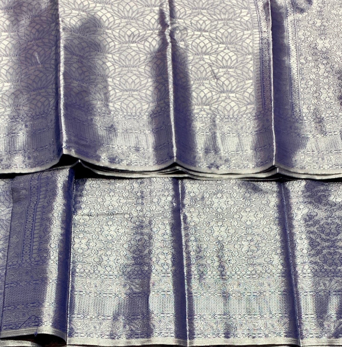 Fancy Tissue Saree Greyish Blue Colour with Self Design Border