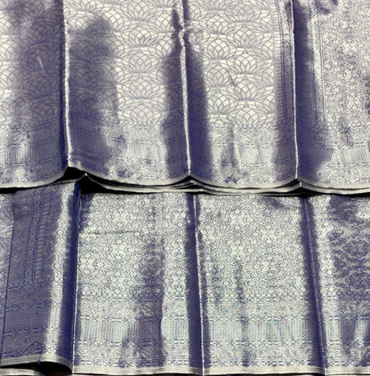 Fancy Tissue Saree Greyish Blue Colour with Self Design Border