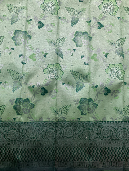 Art Silk Saree Pasi Green Colour with Dark Green Colour Border