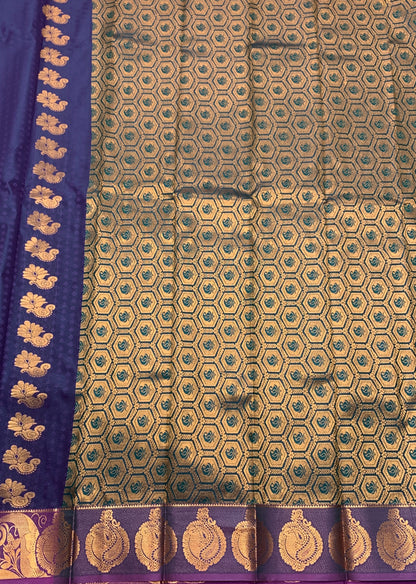 Vegan Silk Saree Navapalam Colour Saree with Copper Border