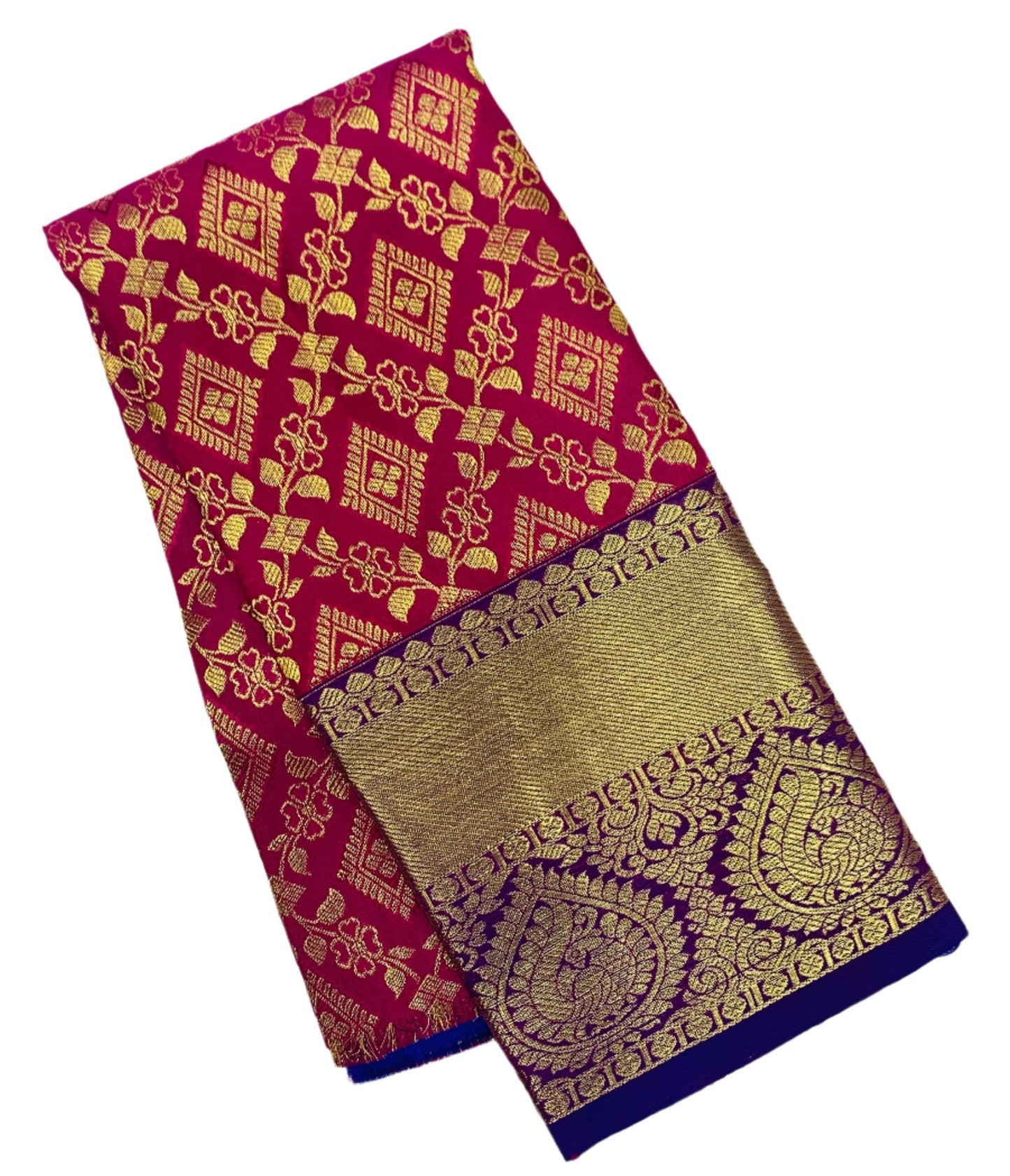 Pink shade Pure kanchipuram Kids Pattu Pavadai with contrast border for newborn to 2 Years