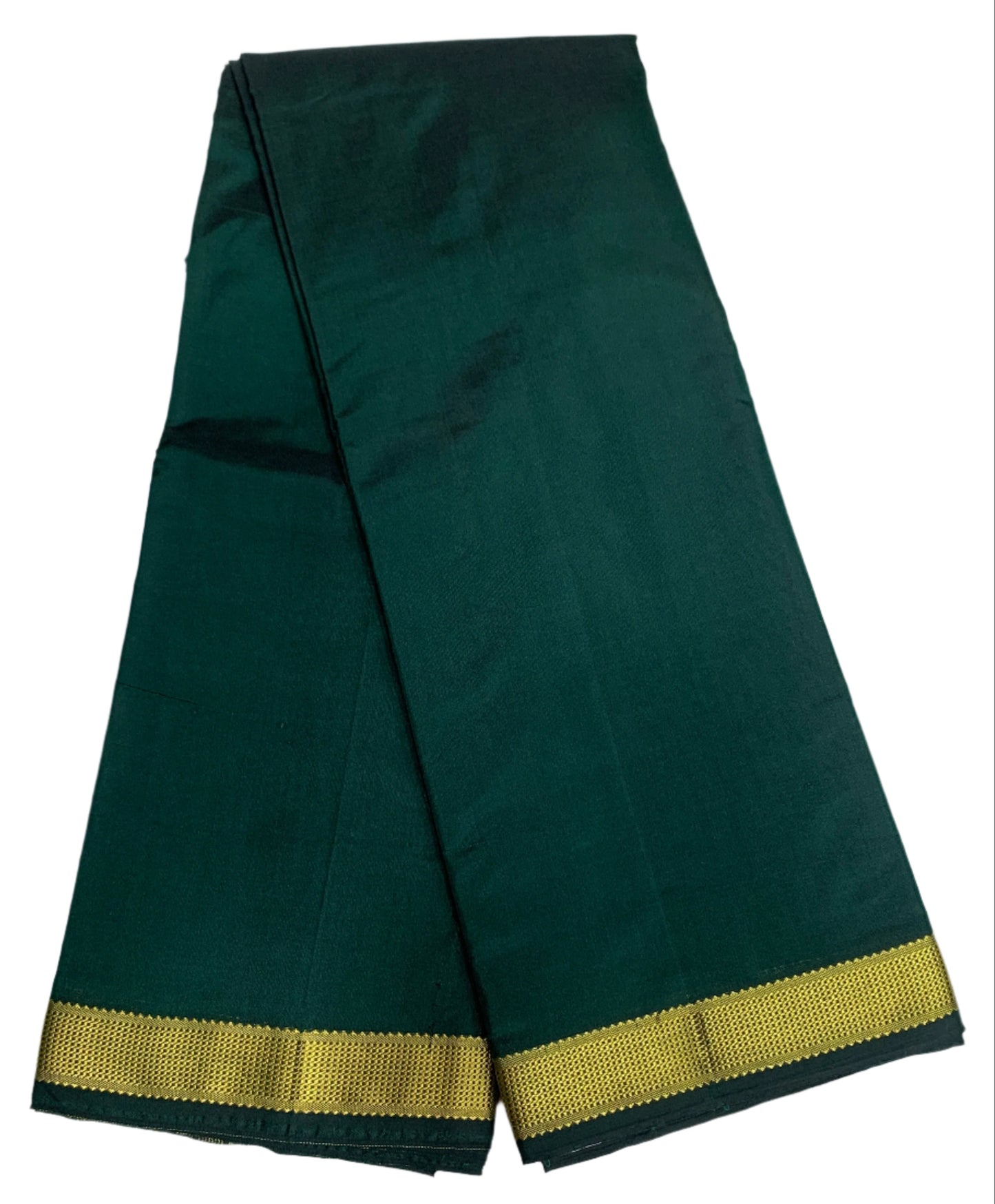 Arani Silk Saree  Dark Green Colour with Golden Border.