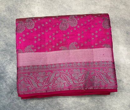 Tussar Saree Colour Pink Colour With Block Zari Work Border