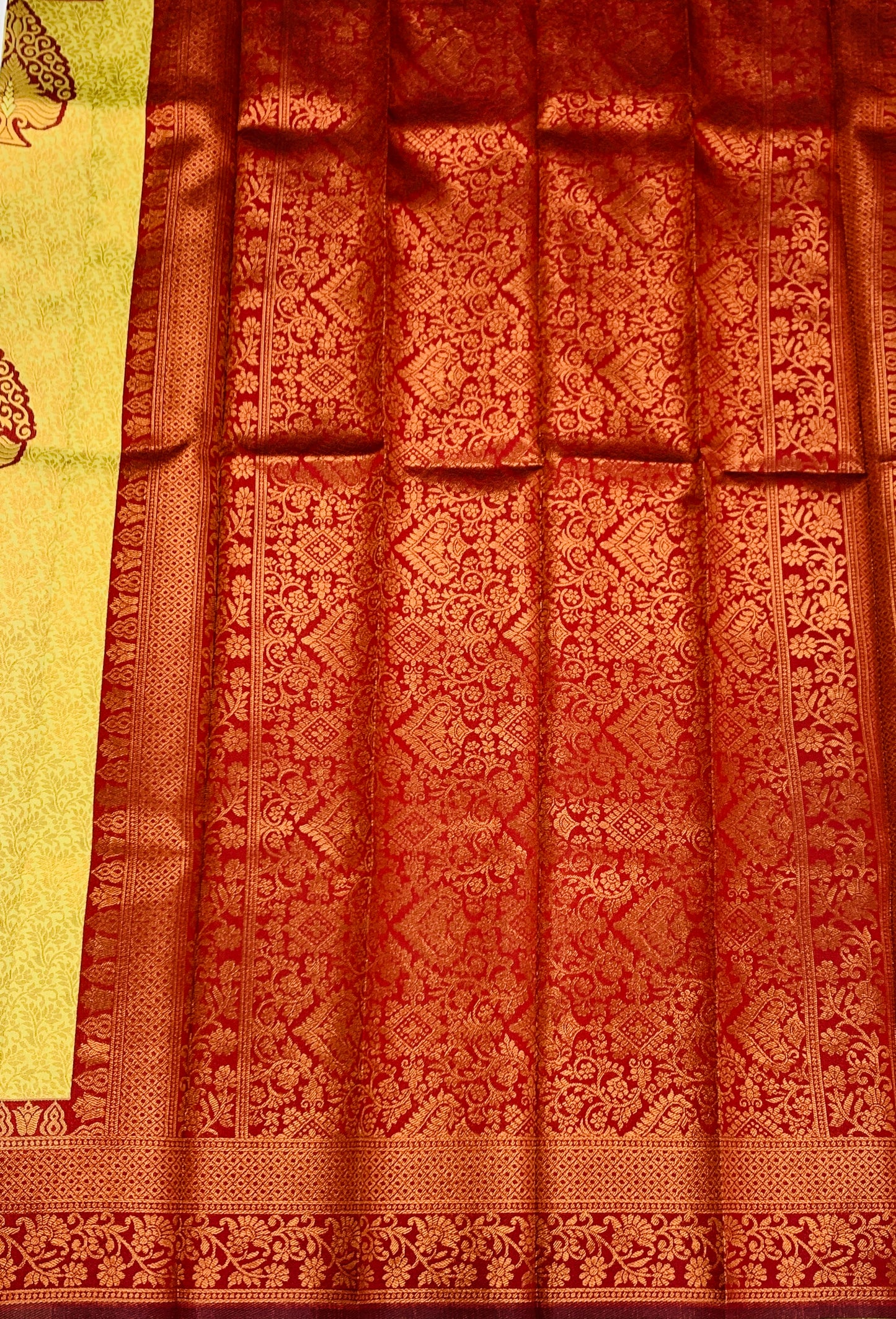 Art Silk Saree Mustard Colour with Maroon Border