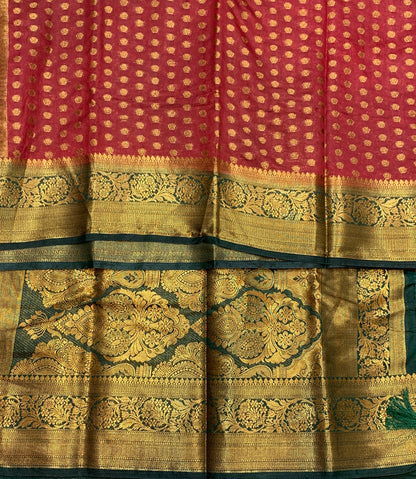 Crepe Saree Maroon Colour with Green Border