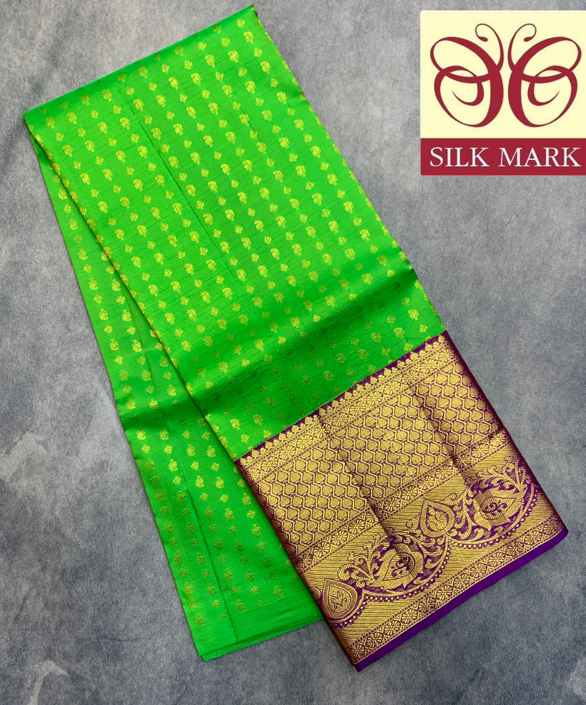 Light Green Shade Pure Kanchipuram Kids Pattu Pavadai with Contrast Border for Age Above 10 Years