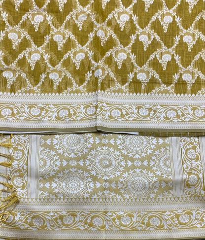 Banaras Katan Saree Pasipayaru Colour with Katan Work Border