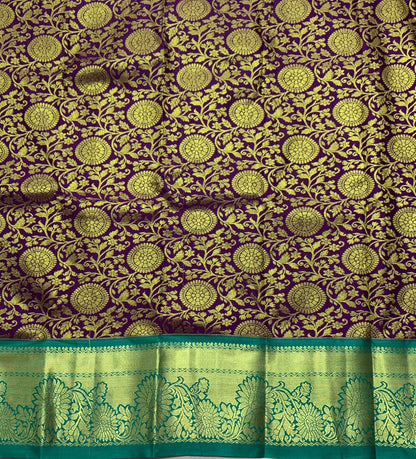 Magenta Shade Vegan Silk Kids Pattu Pavadai with Contrast Border for age 2 to 5