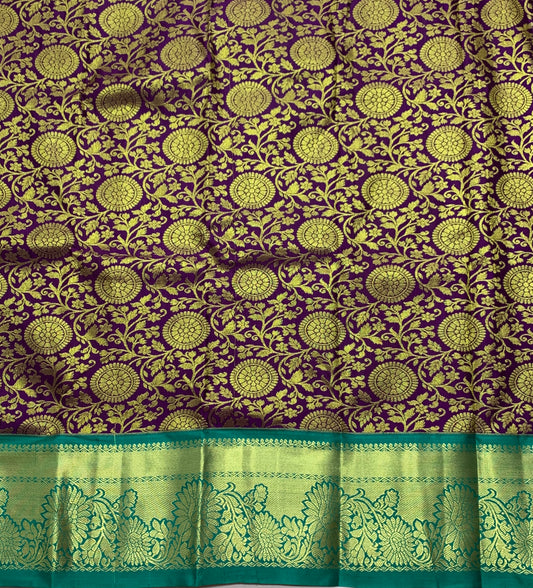 Magenta Shade Vegan Silk Kids Pattu Pavadai with Contrast Border for age 2 to 5
