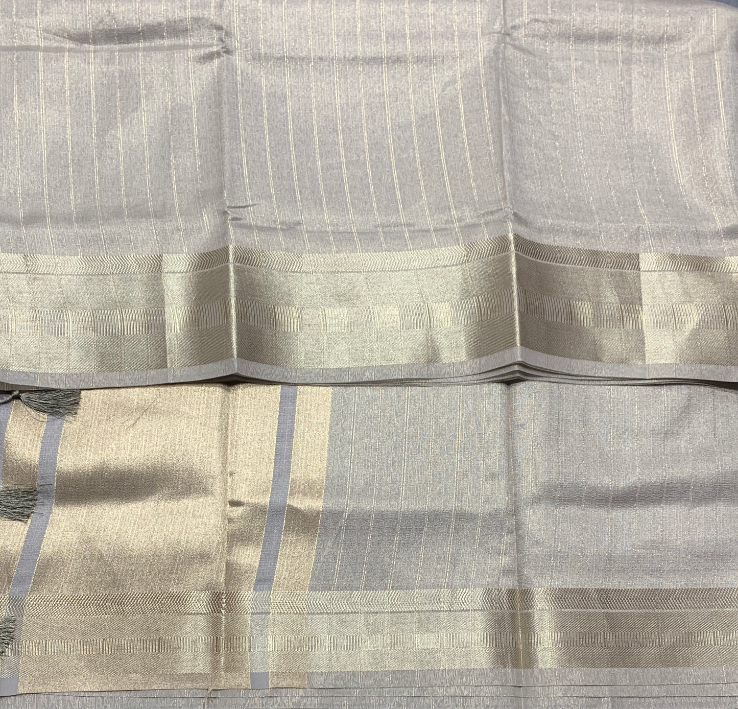 Banaras Katan Saree Light Brown Colour with Katan Work Border