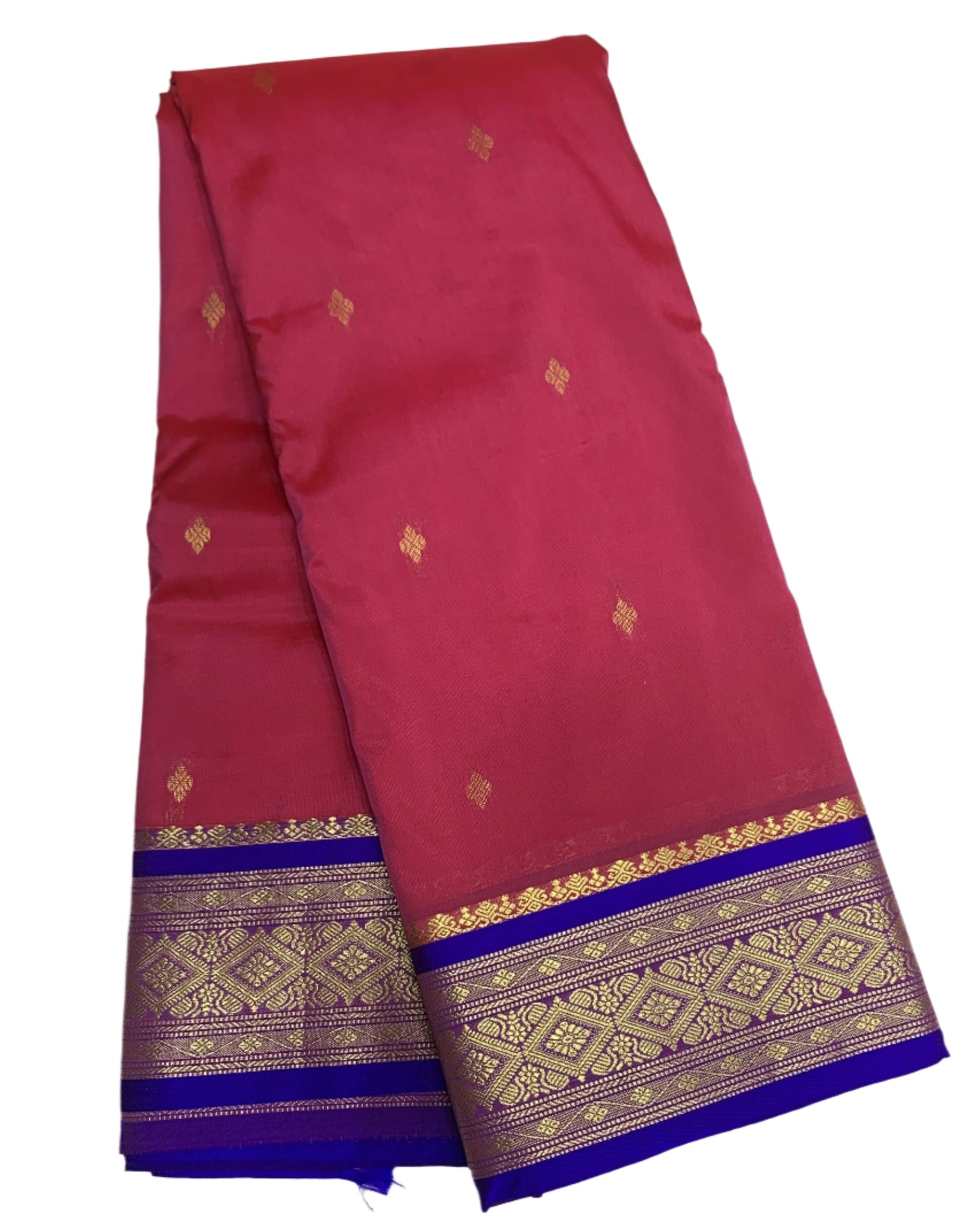 Pink Shade Saree with Golden and Blue Border