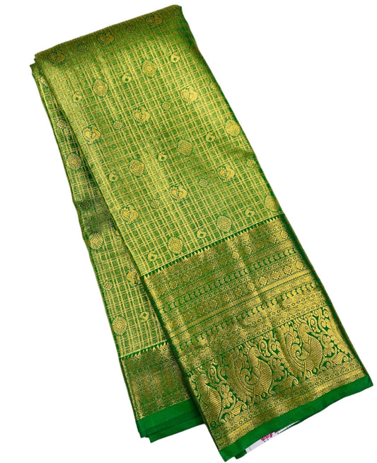 Green Shade Soft Kanchi Tissue Pattu Saree with Green border