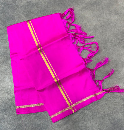 2 Mulam Silk Pooja Towel Pink Colour
