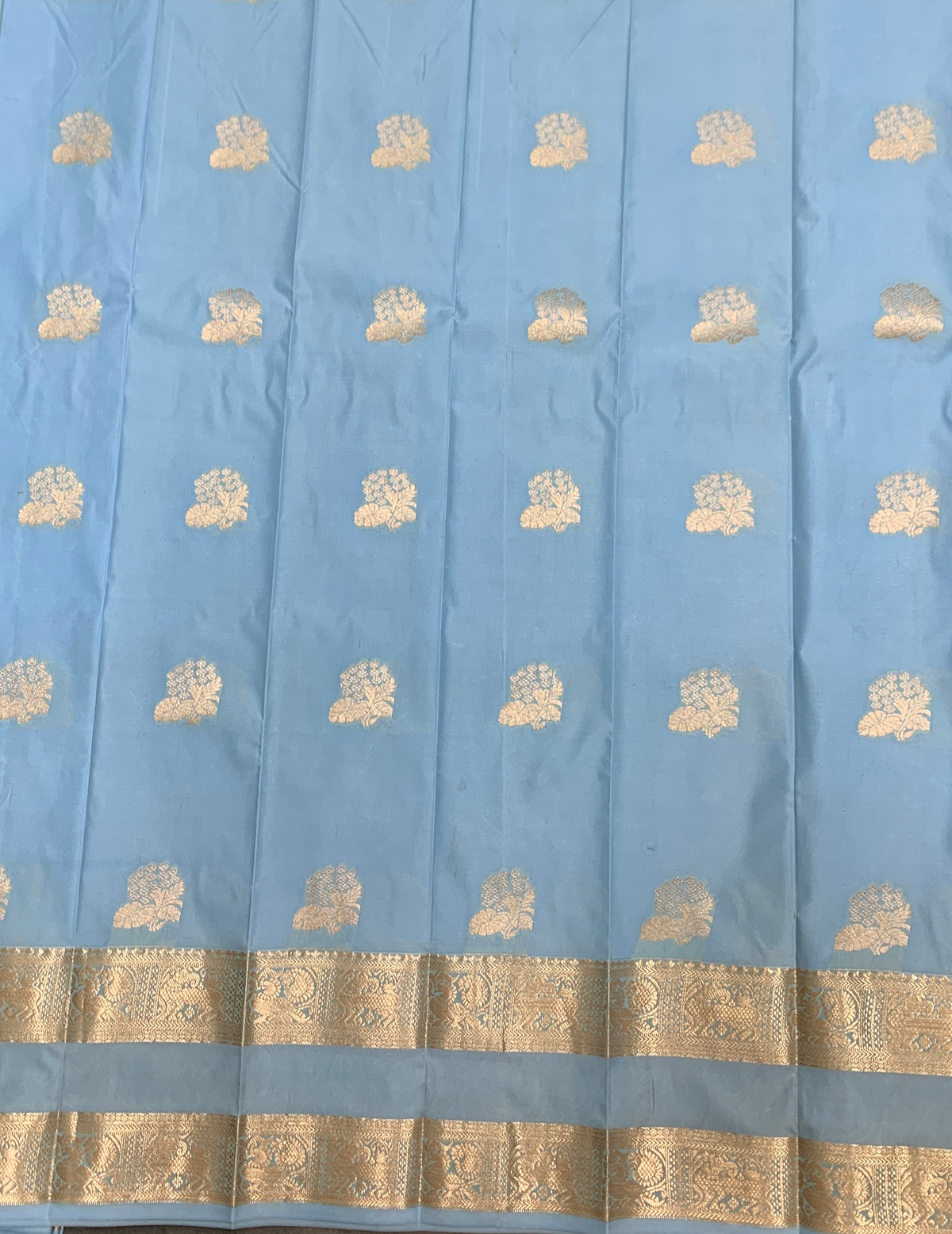 Soft Silk Casual Saree Ice Blue Colour with Rettai Pettu Border
