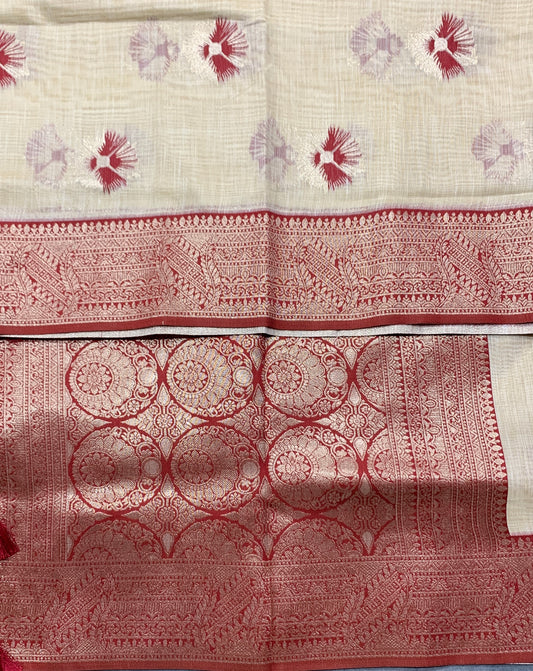 Banaras Katan Saree Tussar Colour with Katan Work Border