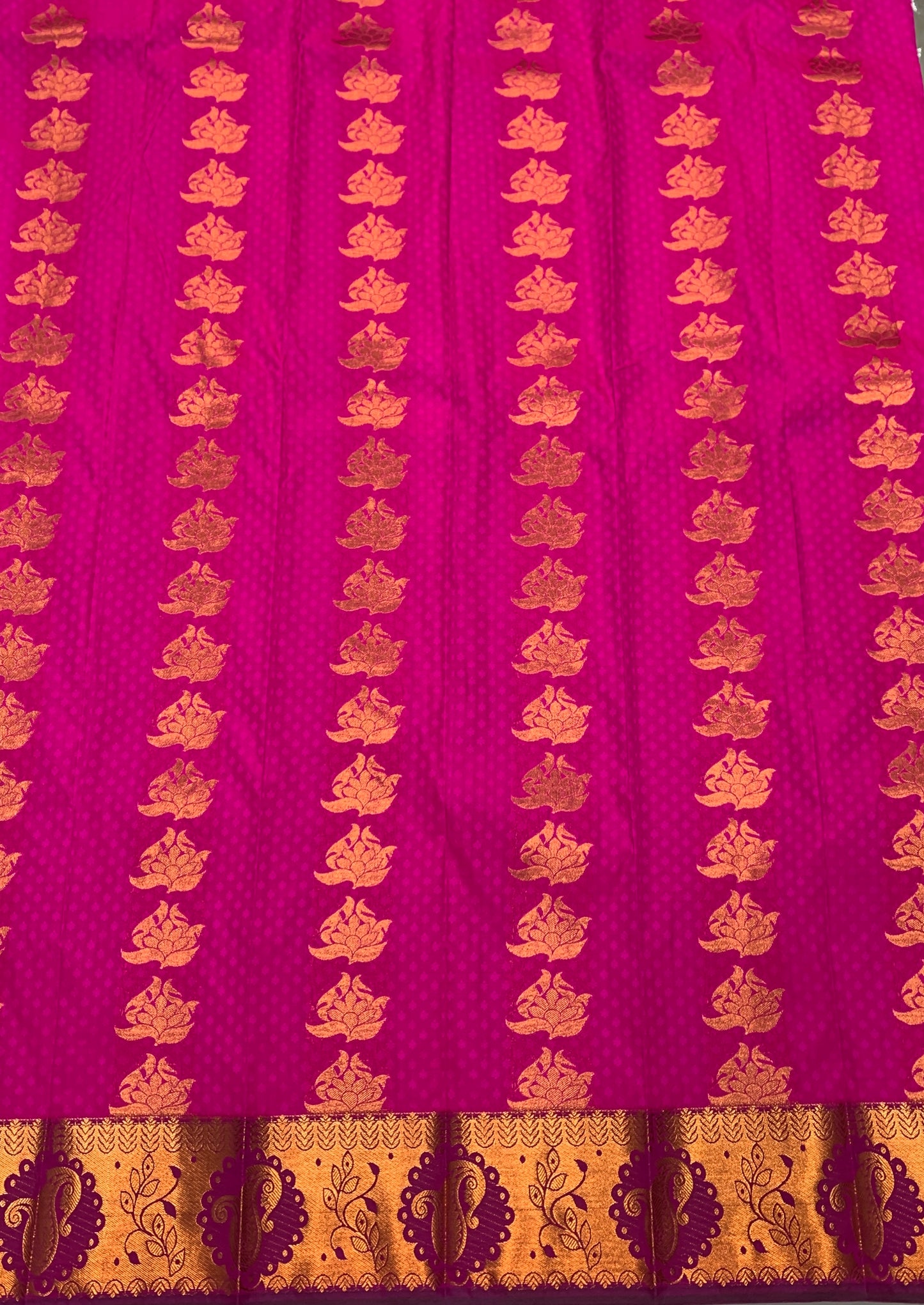 Vegan Silk Saree Pink shade with Copper Border