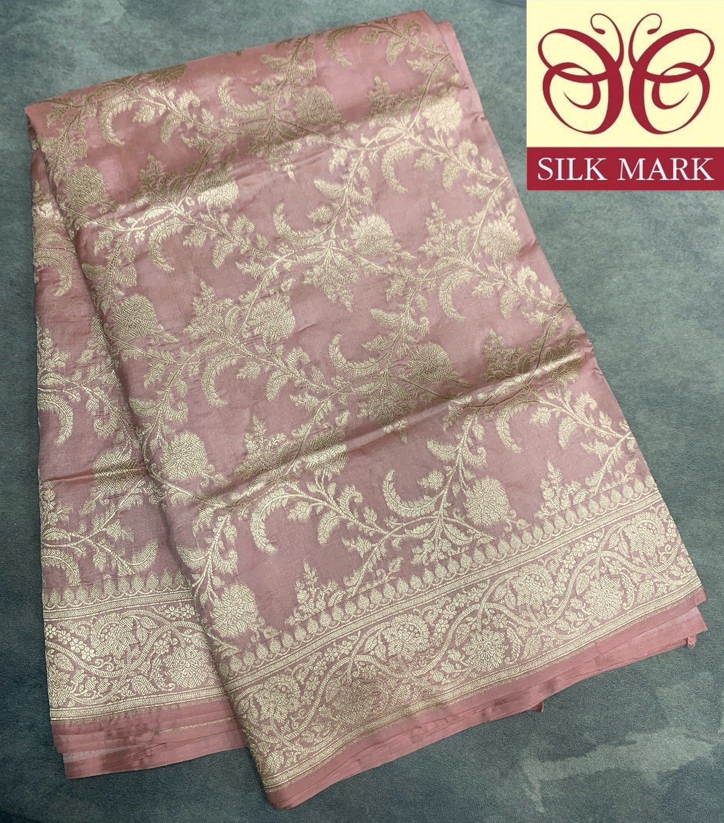 Pure Banarasi Silk Saree Light Onion Pink Colour with Self Colour Banarasi Border