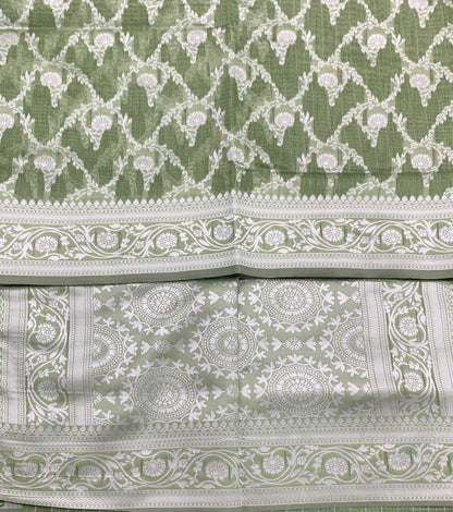 Banaras Katan Saree Light Green Colour with Katan Work Border