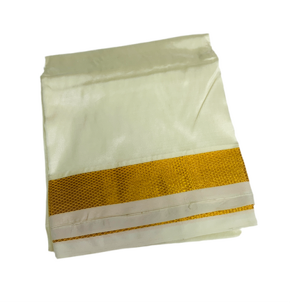 Art silk Dhoti 8 Mulam Cream Colour Small Border