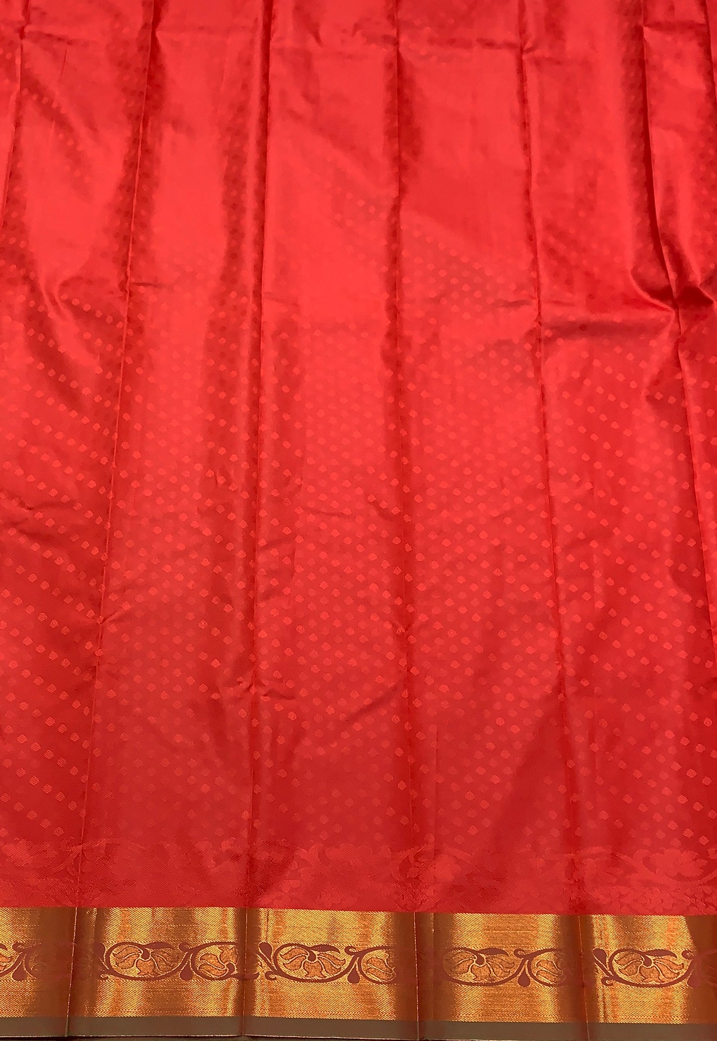 Synthetic Cotton Saree Red Colour with Copper Border