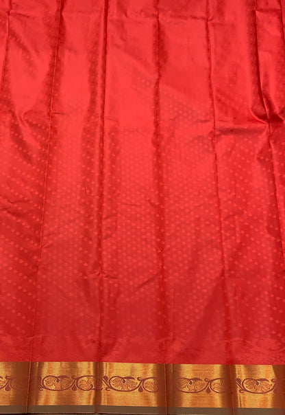 Synthetic Cotton Saree Red Colour with Copper Border