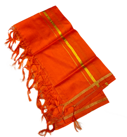 Silk Pooja Towel Orange Colour