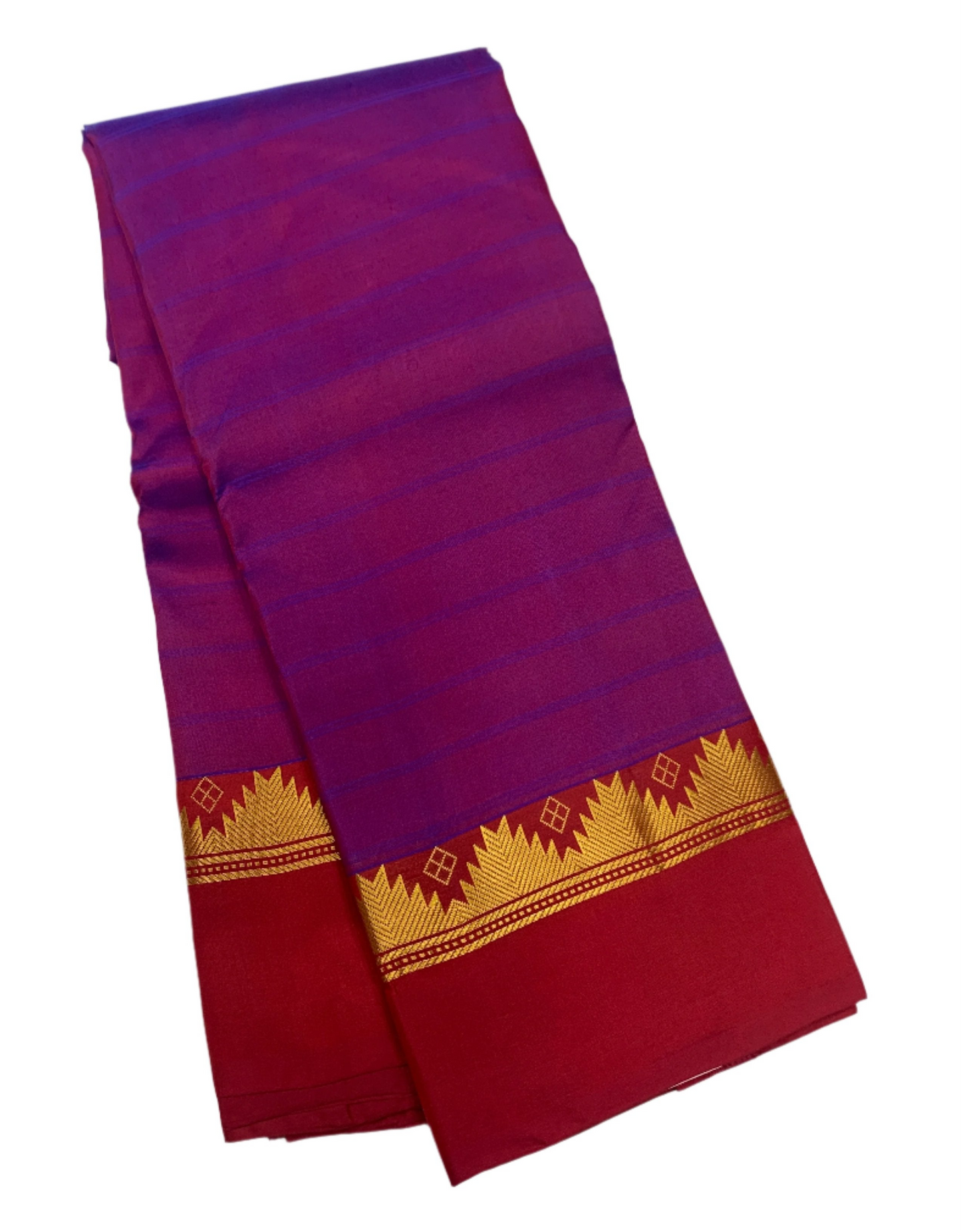 Pure Kanchipuram Silk Saree Purple shade with Red Border