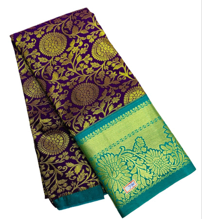 Magenta Shade Vegan Silk Kids Pattu Pavadai with Contrast Border for age 2 to 5