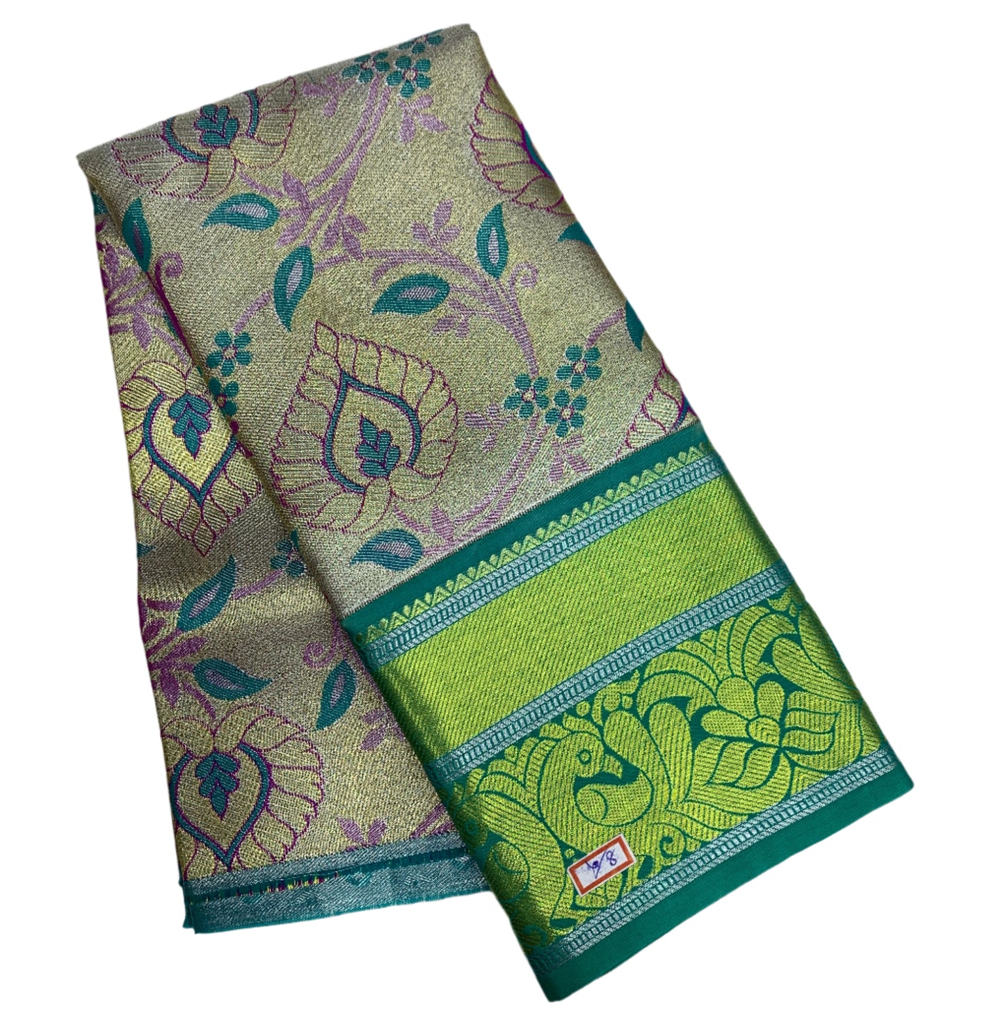 Sliver Shade Vegan Silk Kids Pattu Pavadai with Contrast Border for age 2 to 5