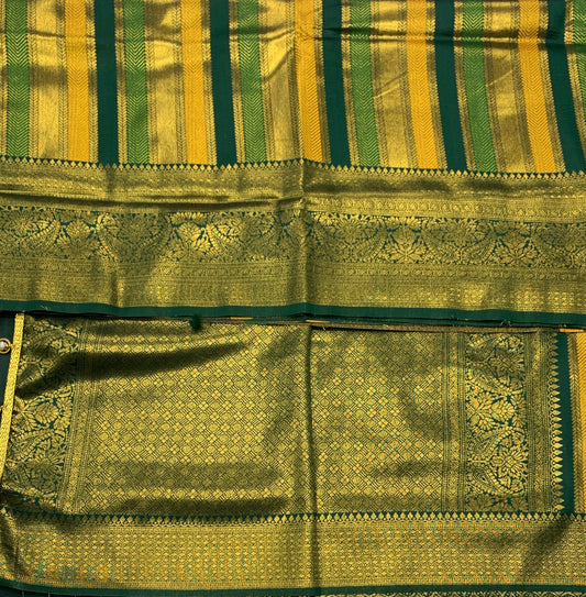 Art Silk  Saree Greenish Gold Colour with Green Border