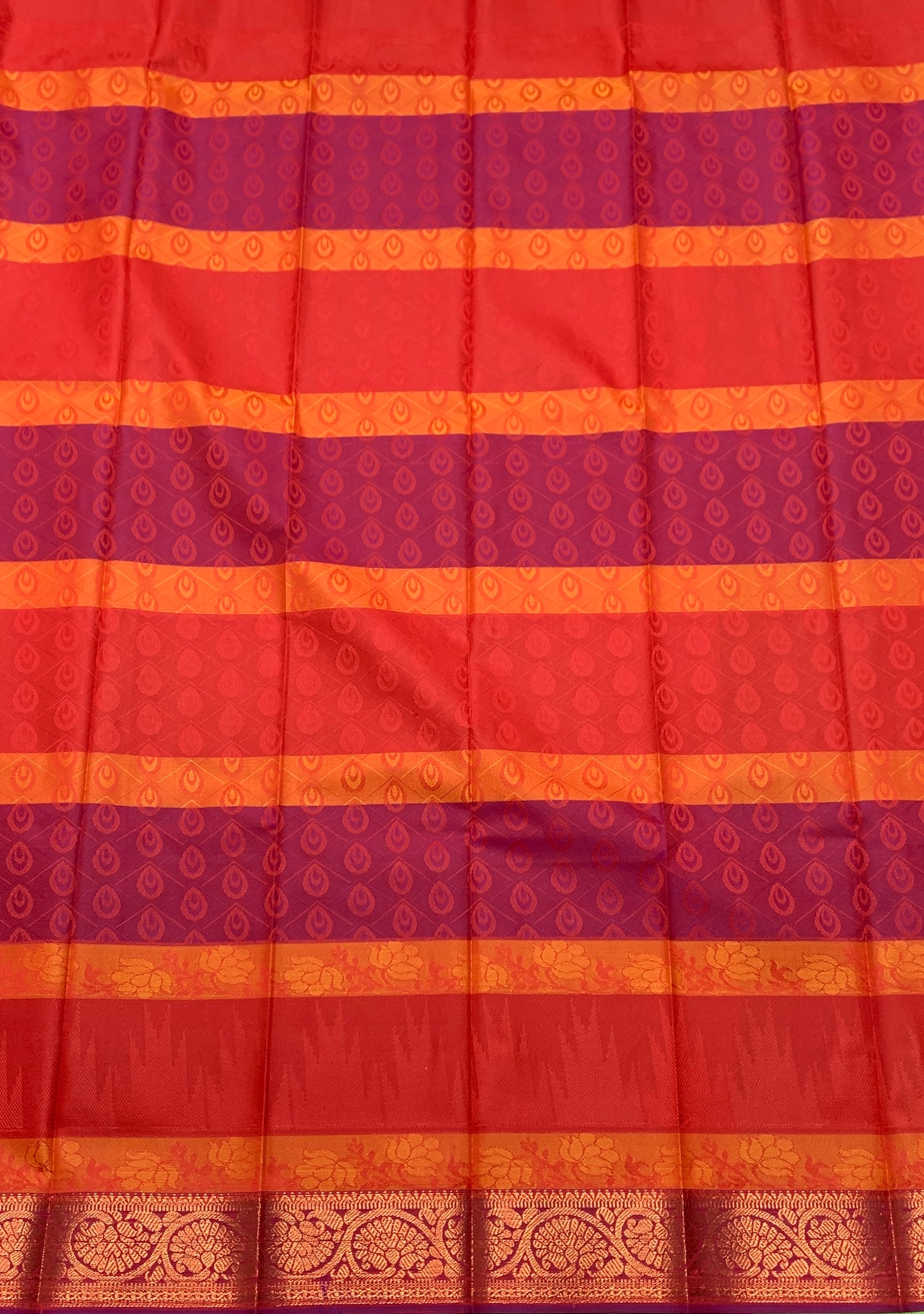 Synthetic Cotton Saree Multi Colour with Copper Border