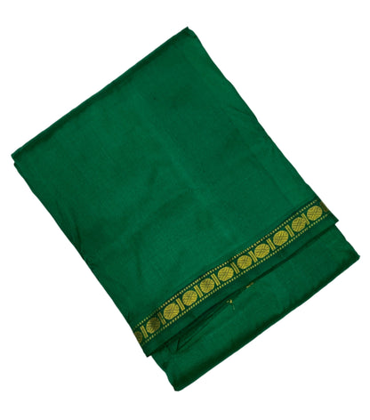 9X5 Pure Silk Dhoti Green Small Border