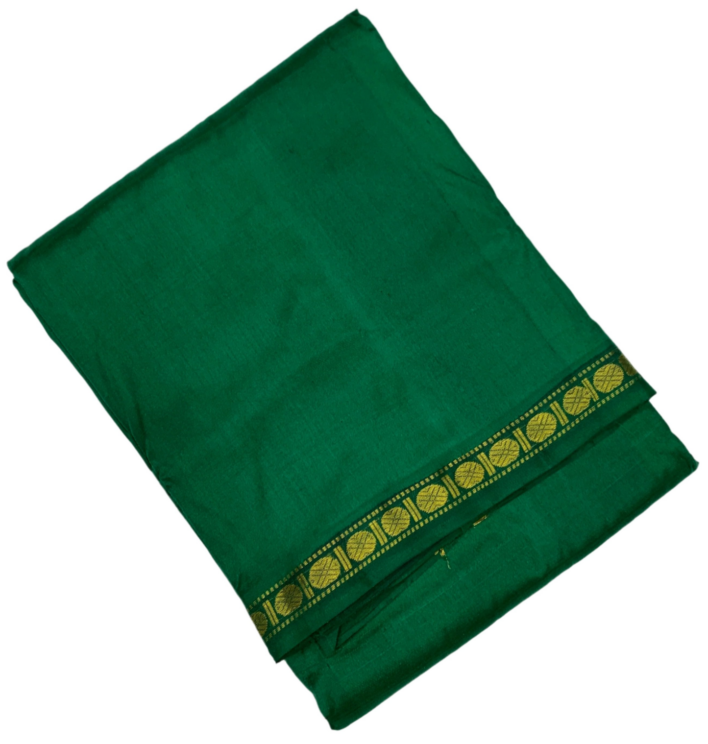 9X5 Pure Silk Dhoti Green Small Border