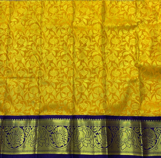 Yellow Shade Vegan Silk Kids Pattu Pavadai with Contrast Border for Newborn to 2 Years