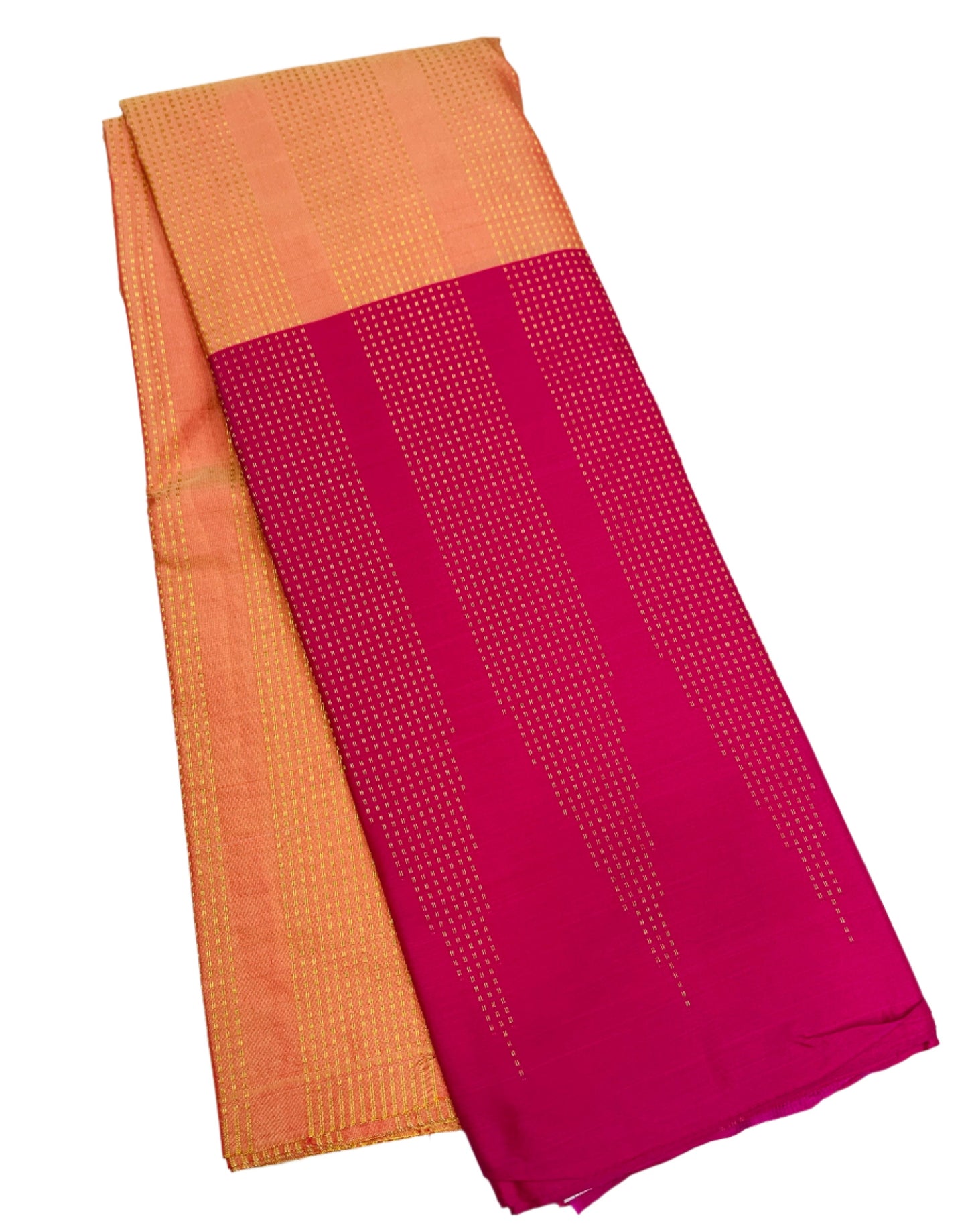 Arani Silk Saree Peach Colour Pink Border