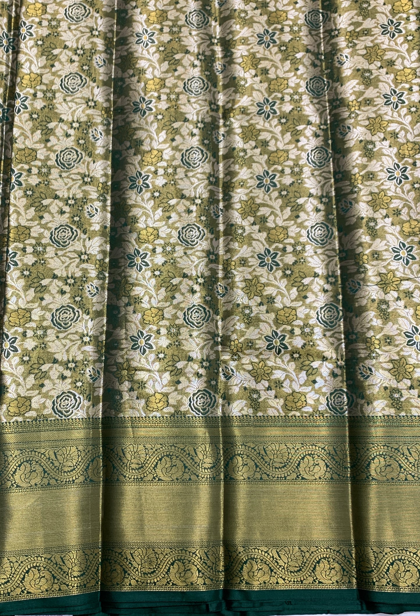 Fancy Tissue Saree Golden Colour with Green Border