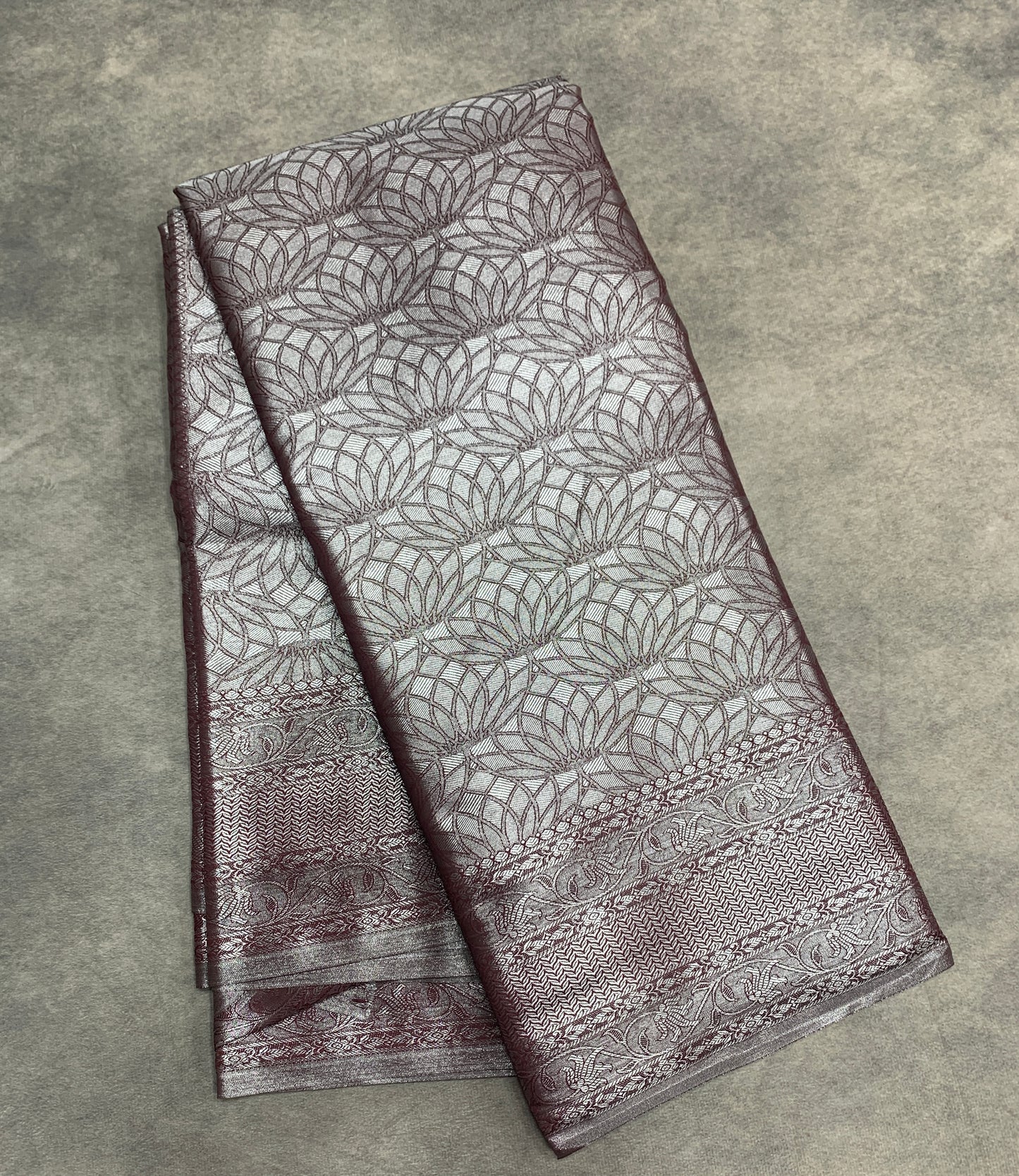 Fancy Tissue Saree Brown Colour with Self Design Border