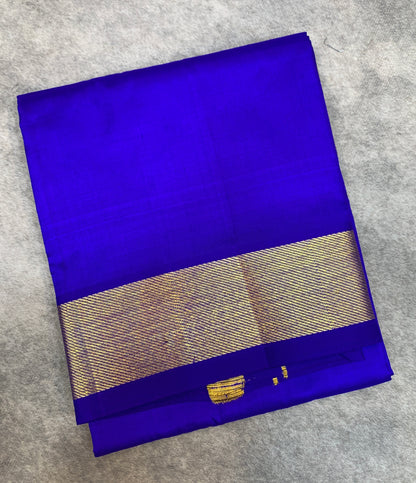 4 Mulam Silk Pooja Towel Ink Blue Colour with Zari Border