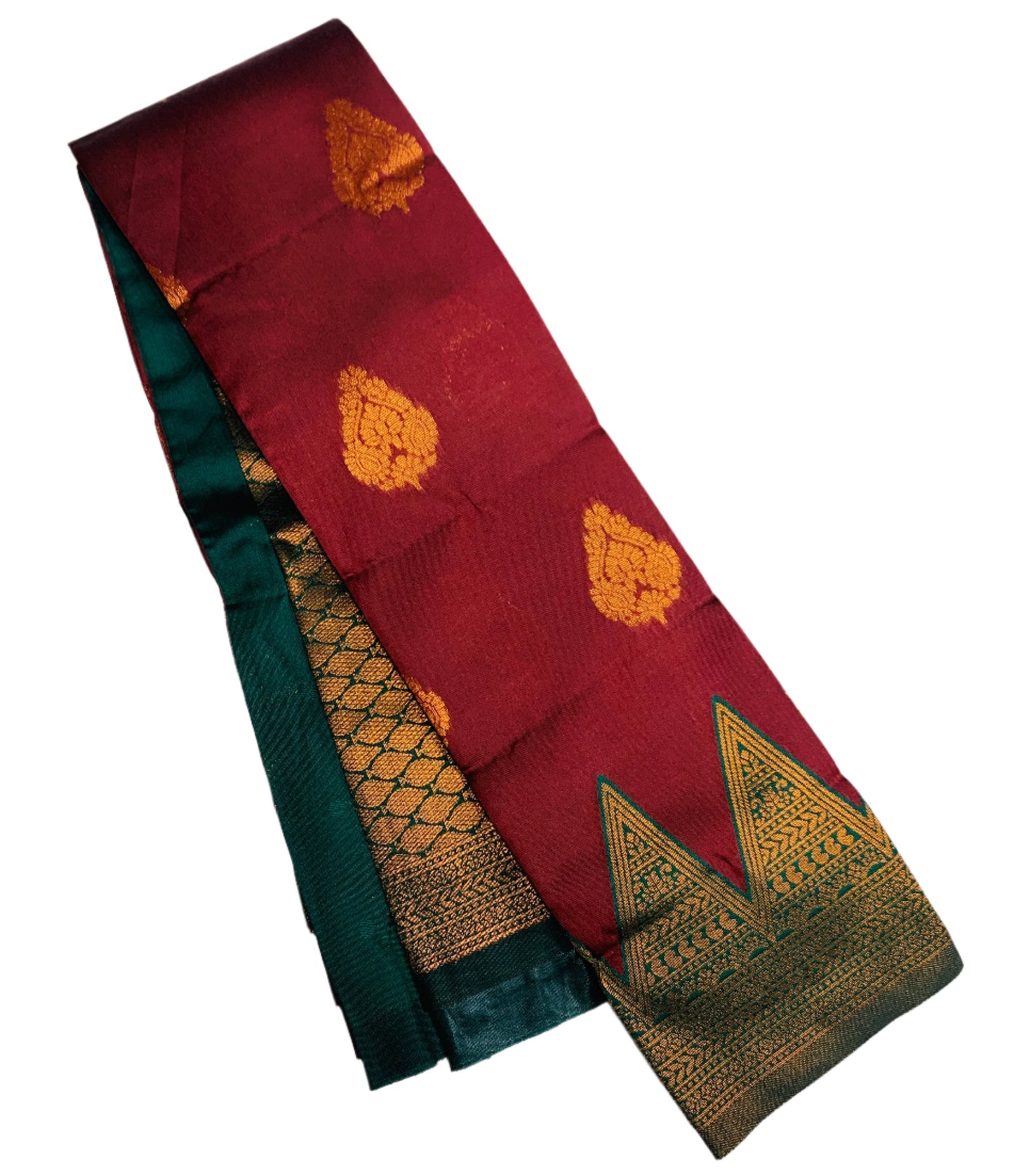 Art Silk Saree Maroon Colour with Green Border