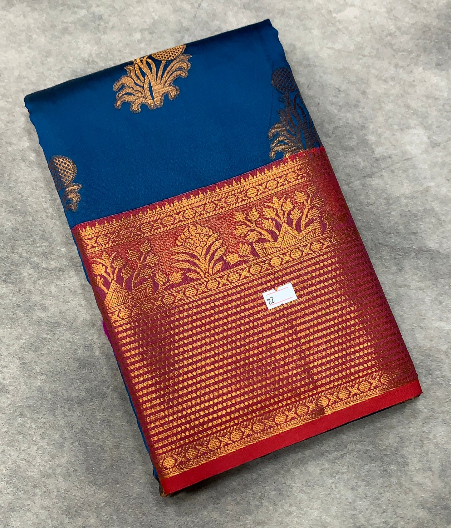 Soft Silk Casual Saree Sky Blue Colour with Red and Golden Colour Border