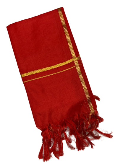 Silk Pooja Towel Red Colour