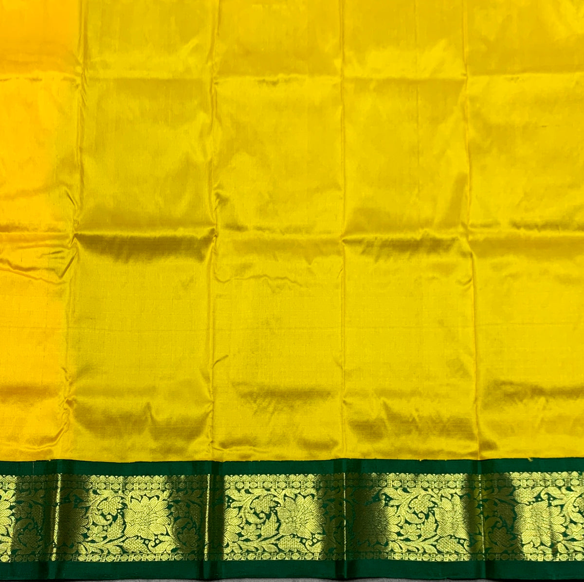 Lemon Yellow Shade Pure Kanchipuram Kids Pattu Pavadai with Contrast Border for Newborn to 2 Years