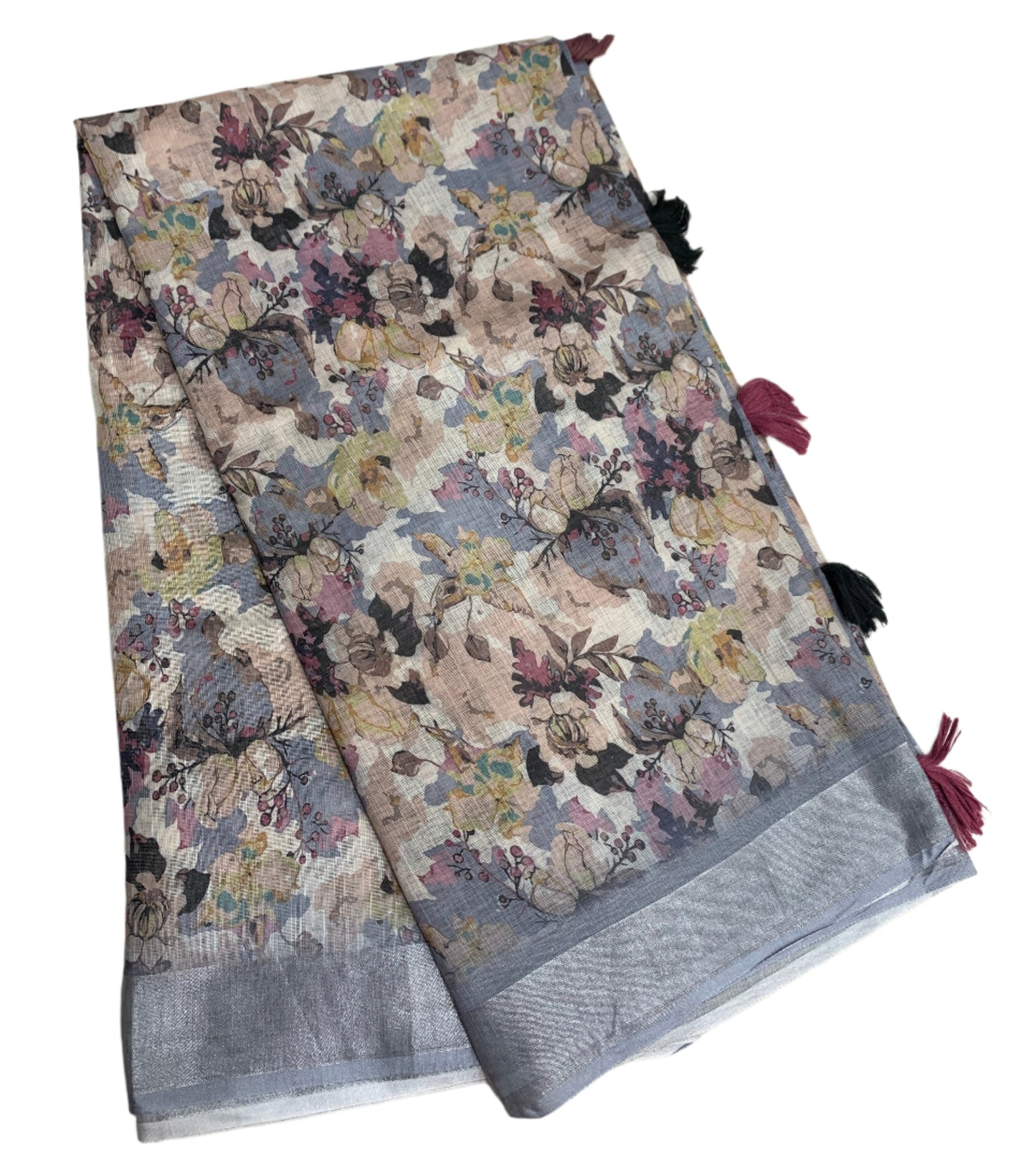 Jute Cotton Saree Off White Colour with Thread Border